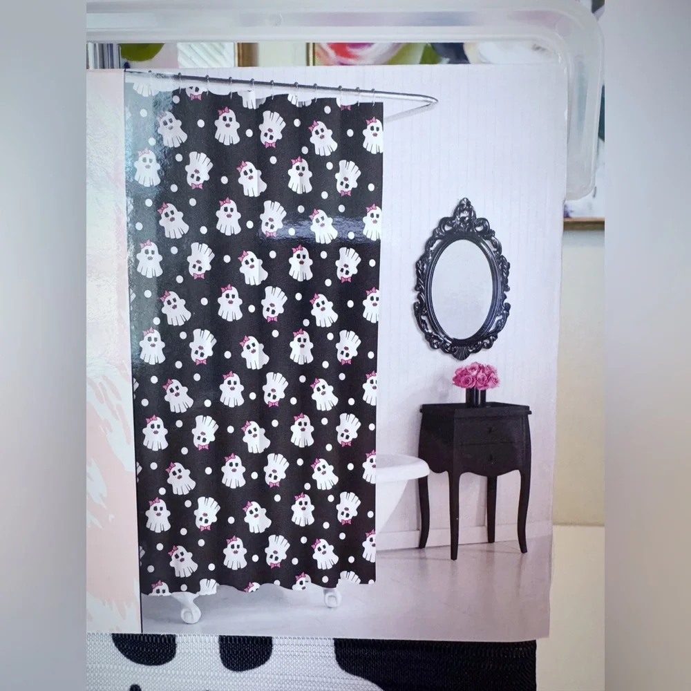 Betsey Johnson Black and White Ghost Shower Curtain